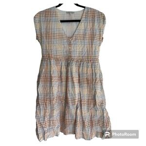 Madewell Plaid Short Sleeve Button Up Dress With Pockets! XXS EUC